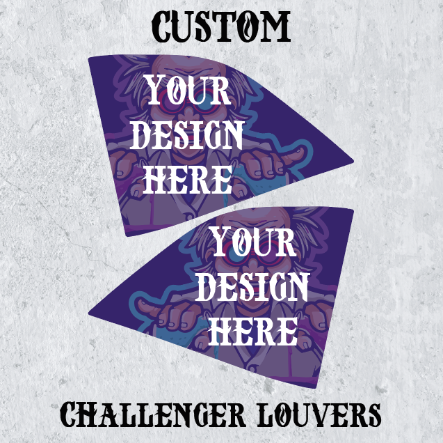 Custom side window louvers designed for Dodge Challenger models, enhancing style and performance with a sleek and aggressive look.