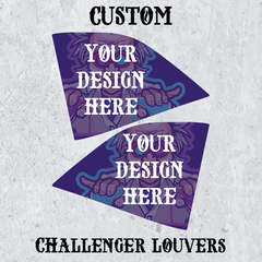 Custom side window louvers designed for Dodge Challenger models, enhancing style and performance with a sleek and aggressive look.