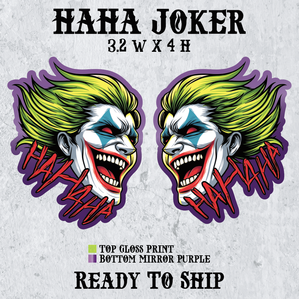 RTS HAHA Joker Car Badges- Ready to Ship 2-Pack