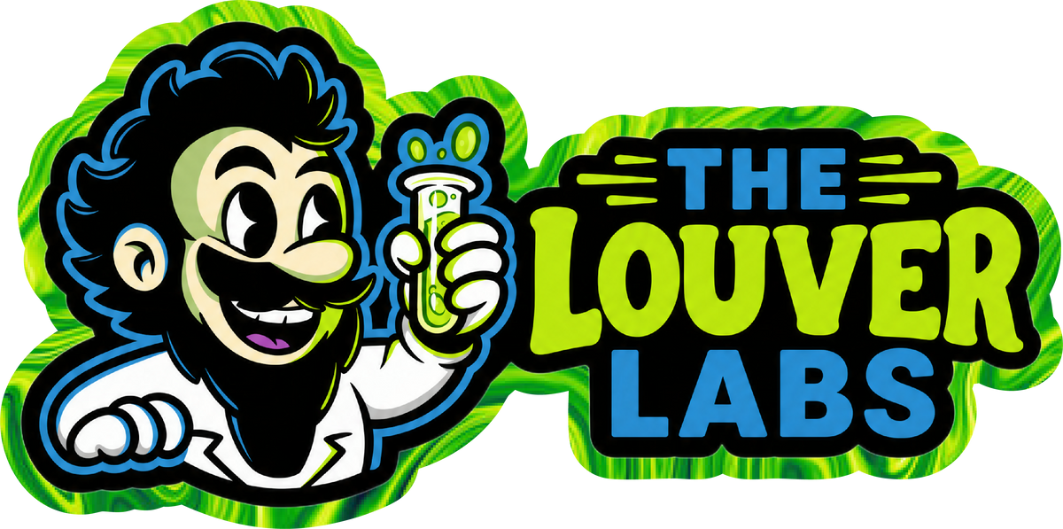 The Louver Labs custom oversized badge